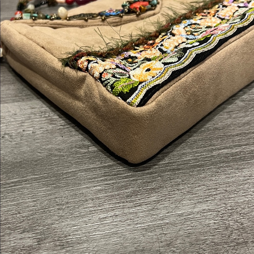 Mary Frances Embroidered and Beaded Suede Shoulder Bag - Picture 7 of 11